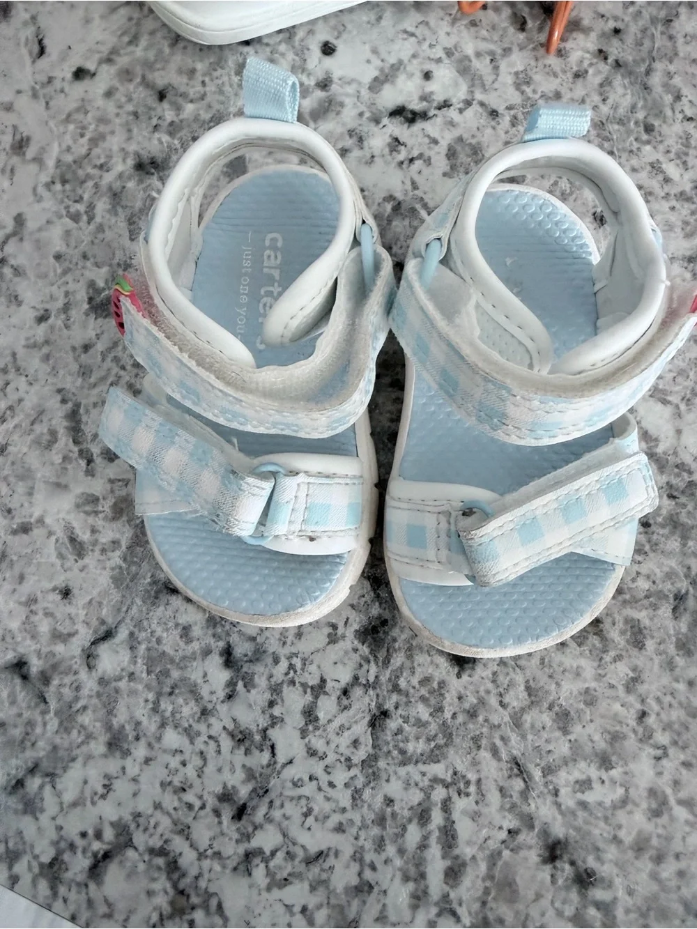 Carter's Light Blue and White Baby Sandals with Velcro Straps